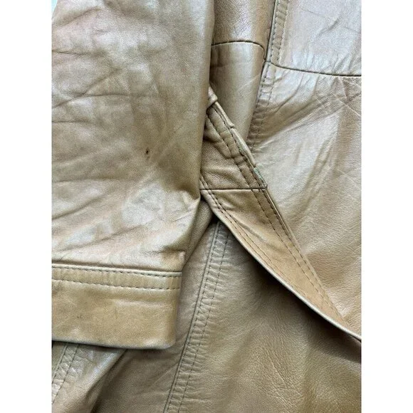VTG Sheep Mates NY Paris Leather Coat Jacket Womens M Belted 70’s Retro Groovy - Picture 7 of 11